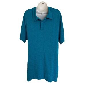 Rhone Stretch Performance Polo Golf Teal Blue Heather Men's L